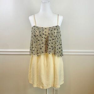 SILENCE + NOISE Beaded Layered Mini Dress | Top XS